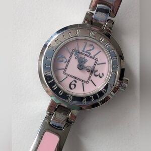 Vtg Juicy Couture pink and silver wristwatch Y2K